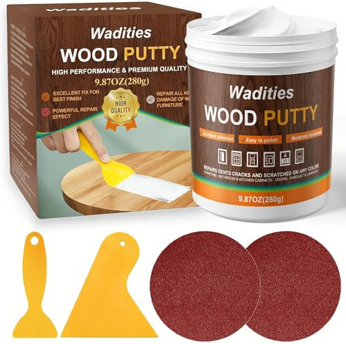 Wadities White Wood Filler, White Wood Putty, Paintable Stainable Wood Repair Putty, 9.87 Ounce Wood Furniture Repair kit, Quickly Repair Wood Cracks and Holes on Wooden Floor Furniture (White)