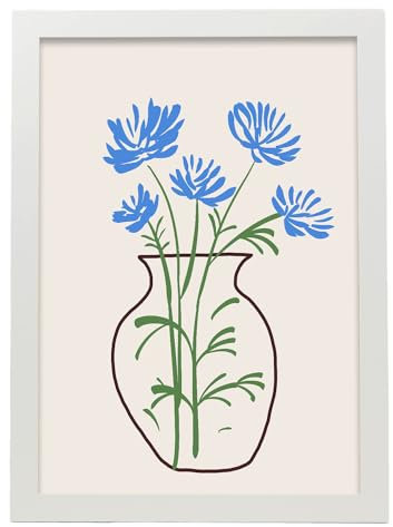 Nacnic Dahlia dans le vase Feuille. Dans Boutique antique Affiche. Tableaux décoratifs esthétiques pour votre salon, chambre, maison Tailles A3 avec des cadres blancs
