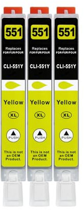 3 XXL Druckerpatronen kompatibel zu CLI-551 Y Gelb für Canon PIXMA IP7250 IP8750 MG5450 MG5550 MG5650 MG6350 MG6450 MG6650 MG7150 MG7550 MX725 MX925 IX6850
