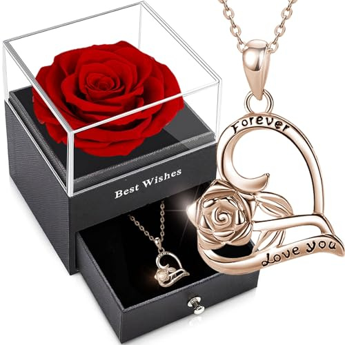 SWEETIME Forever Rose Box,Eternal Flower,Preserved Rose,Infinity Red Rose,Infinity Rose Gift for Girlfriend, Women,Mom,Wife on Christmas,Valentine's Day,Mother's Day,Birthday,Anniversary,Thanksgiving