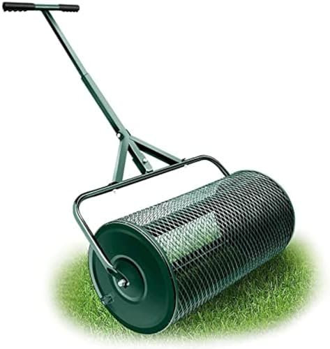 Esparcidor de abono de 24 Pulgadas, esparcidor de turba con Mango Mejorado en Forma de T para Plantar Semillas, esparcidores de césped y jardín, para el Cuidado del césped y el jardín, rodil
