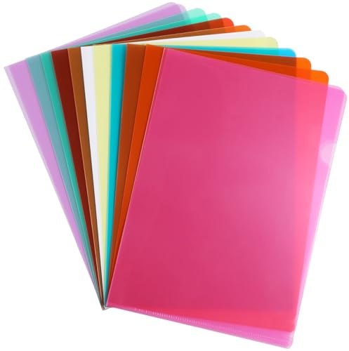 DIYEAH Dokumentenmappen A4 L-Typ Transparente Klarsichtmappen 16 Stück Leichte Projektmappen Für Büro Schule Und Zuhause Für Berichte Briefe Und Memos