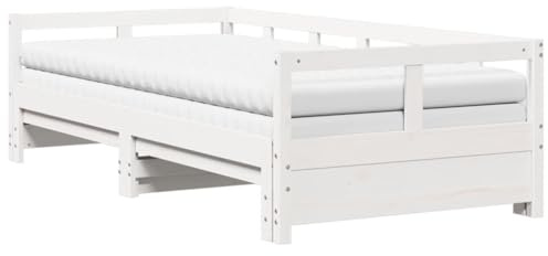 vidaXL Tagesbett Ausziehbar mit Matratzen 80x200 cm Massivholz Kiefer, Tagesbett ausziehbar, Schlafsofa, Gästebett, Tagesbetten ausziehbar