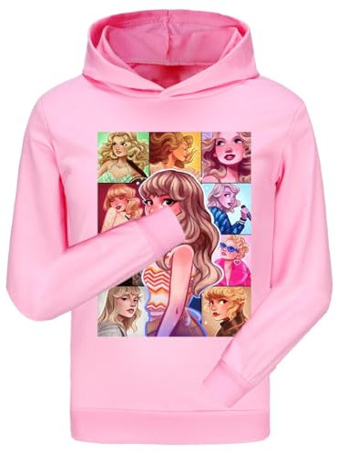 Rzfbeeok Girls Cartoon Hoodie Top Kids Pullover Casual Fans Sweatshirt Age 3-13 Years (Pink,7-8 Years,7 Years,8 Years)