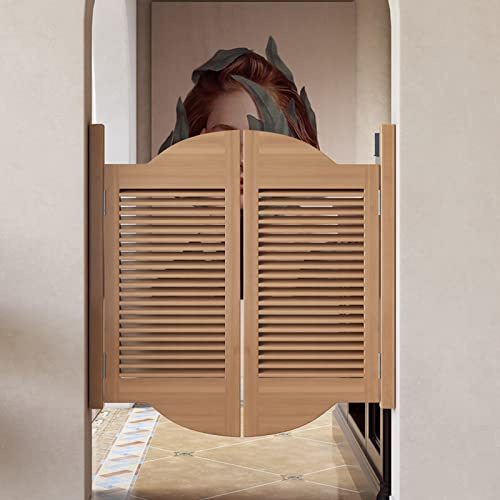 XZHWSZD Folding Louvre Doors Internal Retro Louvered Saloon Swing Cafe Door,Solid Wood Cowboy Door Partition Swinging Doors Auto Close Fence Half Waist Door with Stainless Steel Hinges