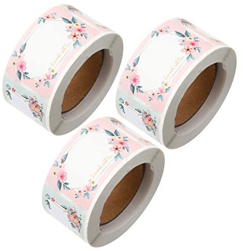 Lurrose 3rollen Blanko Namensetiketten Mit Floralem Design Vielseitige Klebeetiketten Für Flaschen Milch Vorratsbehälter Starke Haftung Zum Beschriften Und Organisieren Im Haushalt