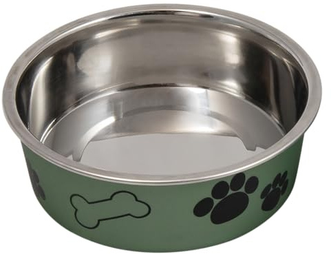 JACK AND VANILLA, Gamelle en Acier Inoxydable antidérapante pour Animaux, Design Moderne Vert, capacité 270 ML, diamètre 12 cm, Facile à Nettoyer, idéale pour Chiens et Chats, Modèle Bon Appetit
