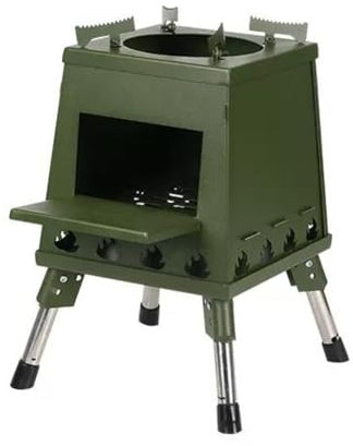 YJKKZQLB Tent Stove Wood Burning Stove, Portable Wood Burning Stove, Folding Outdoor Camping Backpacking Charcoal Stove For Barbecue Cooking Heating(Green,S)