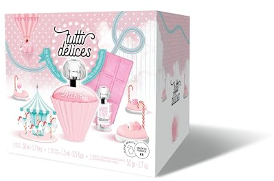 Presentförpackning med Tutti Delices skägg till pappa - perfekt present till henne - innehåller en Eau de Parfum 50 ml, en Eau de Parfum 15 ml, samt en brusande badtablett