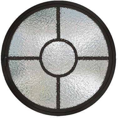 Fenster mit Eisenrahmen, um 360° drehbares Fenster, bündig montiertes rundes Glasfenster, Größe, 5 mm verstärktes Glashausfenster for Spielhaus-Dachfenster(Black,23.6in/60cm)