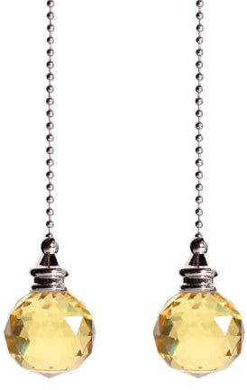 2PCS Ceiling Fan Pull Chain, Bedroom Lamp Crystal Pull Cord, Decorative Fan Pull Chain, Fan Cord Pendant for Ceiling Light Lamp Fan Chain Extender (Gold)