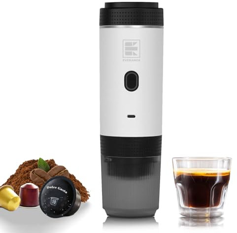 Portable Electric Espresso Machine, 20 Bar Mini Small Car Coffee Maker for Travel, Self-Heating Battery Powered Coffee Brewer Compatible with Ground Coffee & NS Capsules, White