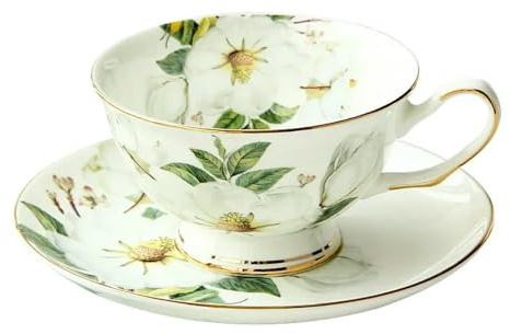 KKRANG 220ML fine bone china tea cup set with saucer camellia design tasse a cafe ceramic cup espresso coffee cups cup and saucer
