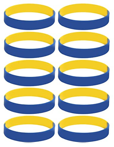 Ukrainische Flagge Gummi -Armbandbänder, 10pcs Ukrainische Gummi -Armbänder Ukraine Armband für Sportfan -Unterstützer Männer Frauen, 1,2 cm x 6,5 cm