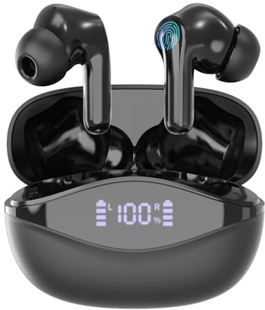 Wireless Earbuds, Ear Buds 5.4 Bluetooth Earphones Noise Cancelling USB C Mini Headphones Touch Control HiFi Stereo Sound 13mm Drivers Deep Bass with Mic Dual LED Display 35H Playtime Water-Resistant