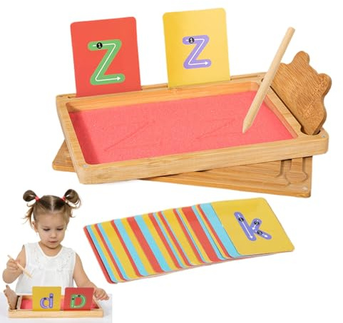 Lettera di sabbia Tracciano vassoio, vassoio di sabbia in legno, Classroom Alphabet Scrittura di vassoi di sabbia, Pratica sensoriale, giocattolo educativo per lo sviluppo delle