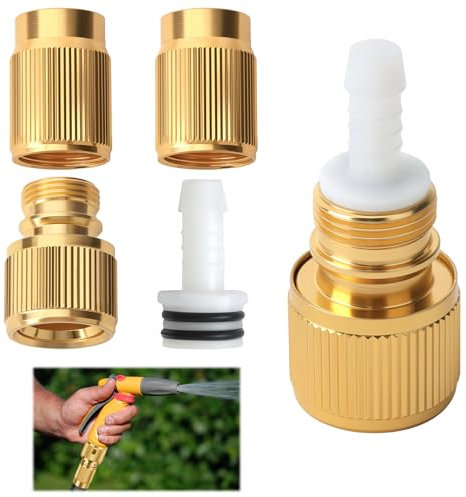 Jesiah 2Pcs Brass Expandable Hose Repair Kits, Garden Aluminium Stretch Hose Repair fittings Water Hose Quick Connector 3/4 Tap Adaptors for Car Wash High Pressure Water Gun