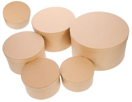 SAFIGLE 6stücke Kraftpapier Runde Geschenkboxen mit Deckeln Leere Schachteln für Feste Partys Hochzeit Schmuckaufbewahrungsboxen Geschenkeboxen Geschenkverpackungsbox