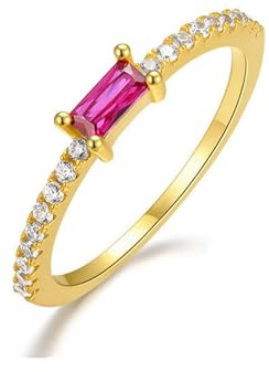 Wycian Freundschaftsring Frauen Promise Ring Women Gold-Rosé-Rot 9K Gelbgold Au375 Rechteckform Turmalin Größe 45 (14.3) Vorsteckring für Lesben Klassisch