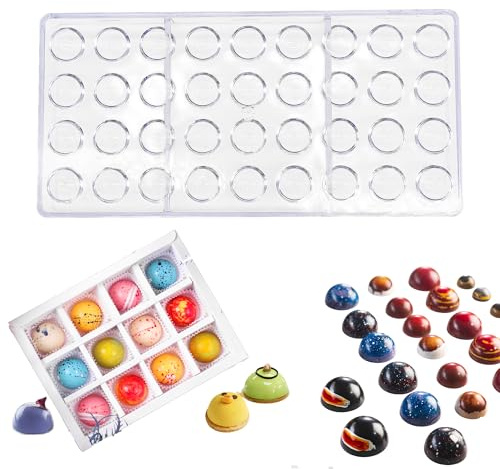 LIANCHEN Schokoladenform Loch Schokolade Form,Halb Kugel Süßigkeiten Hersteller Form,Polycarbonat Halbkugel-Schokoladenform für Schokolade,Eiswürfel,Süßigkeiten (Transparent-Halbkugel, 36 Löcher)