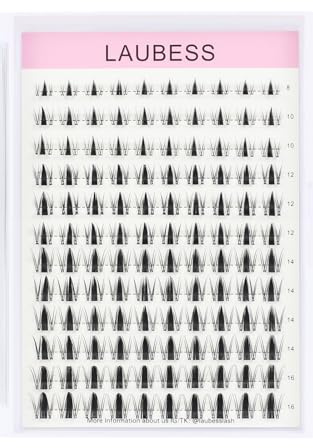Wimpern Extensions LAUBESS Cluster Lashes D Curl Lash Extension Manga Lashes Anime Lash Cluster (Fairy-0.07D-Mix8-16)