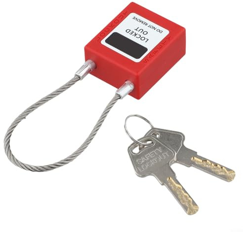 CWOQOCW Weatherproof Compact Cable Padlock with Long Shackle and Nylon PA Shell, Stainless Steel Wire for Safety Lockout, 2 Keys