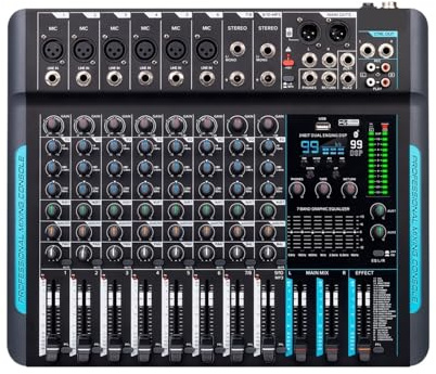 Audiomixer DJ-Controller 99 FP-10 10 Kanäle Reverb Recording Mixing Mit Bluetooth 5.0 Professionelle Leistung Vielseitig Einsetzbar
