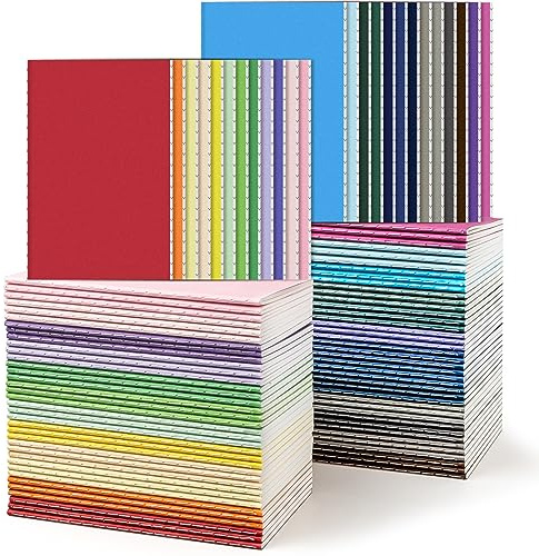 JTKDG 100 Stück Mini-Notizbücher, Bunte Notizhefte, Kleine Taschen-Notizblöcke Set, Mini Tagebuch Memo Notizhefte mit Linien für Kinder, Bürobedarf und Schulbedarf, 9 × 14 cm, 24 Blätter / 48 Seiten
