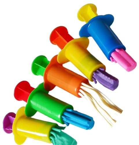 HohuzSruk Knetwerkzeug PP 5 Stück Knetwerkzeug, Knete Set, Knetmasse Set, Kreativ Knetspritzen Sets, Knete Modellierwerkzeug Sets, Knetes Zubehör Kit Für Kleinkinder, Jungens, Mädchen Spielzeugzubehör