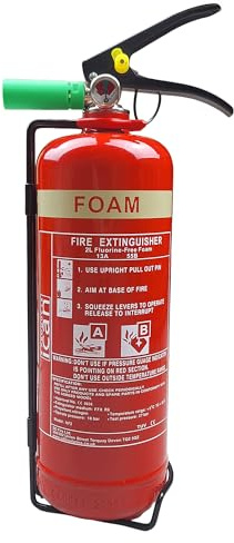 2 Litre Fluorine-Free Foam Fire Extinguisher for Class A and B Fires – Eco-Friendly PFAS-Free Fire Safety for Homes, Offices, Vehicles & Workshops – Lightweight Design with Wall Bracket