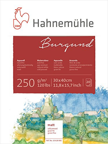 Hahnemühle Aquarellkarton Burgund, matt, 250 g/m², 30 x 40 cm, 20 Blatt