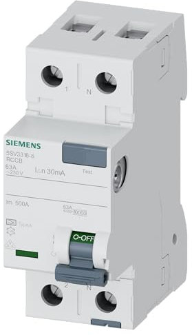 Siemens 5sv – Interrupteur différentiel clase-a 2 pôles 63 A 30 mA 70 mm