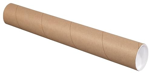 BOX USA Cardboard Tubes with Caps, 36L x 3W x 3H, Pack of 24 | Poster Tube for Mailing and Storage of Blueprints, Artwork, Crafts, Long Art Holder, 36 inches