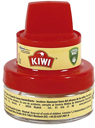 KIWI Crema abrillantadora con aplicador, Nutre y Protege, para calzado Incoloro, 50ml