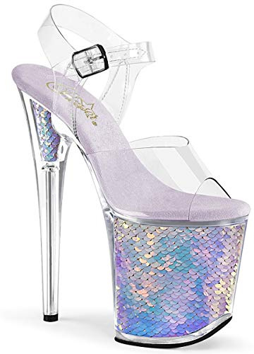 Pleaser Dam FLAMINGO-808MC platå, höga klackar, sandalett, lavendel, Clr Lavender Hologram Inserts, 38 EU