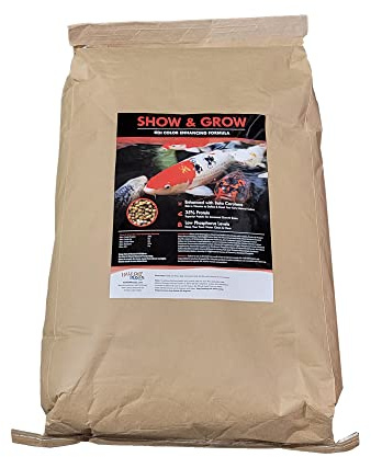 HALF OFF PONDS Show & Grow Koi Fish Food - 50 lb Floating Pellets, 5mm Size - Goldfish Food for Ponds - 35% Protein with Beta Carotene & Vitamins - Enhances Color Vibrancy & Body Definition