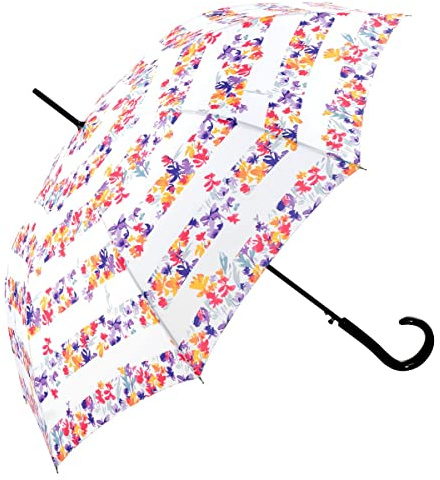 Pierre Cardin Damenstockschirm Regenschirm Automatiköffnung Blumen (Weiß)