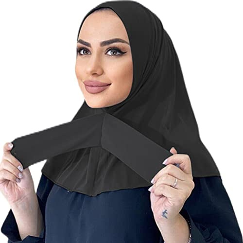 Edinber Pañuelo musulmán hijab para mujer, para mujer musulmana, Negro