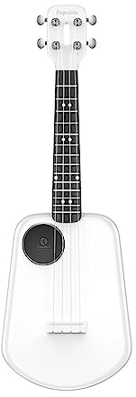 Smart Ukulele, 0 Basic Entry, APP Intelligent Interaction, LED Light Guide, Cool Carbon Fiber, 23 tum liten gitarr, Ukulele, Lämplig for barn och nybörjare (Color : White)