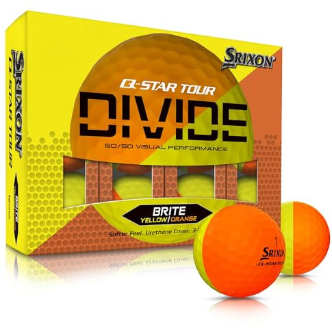 Srixon Q-STAR DIVIDE 12 Tour quality golf balls - Perfect for short game - FastLayer core - High ball compression, Yellow/Orange