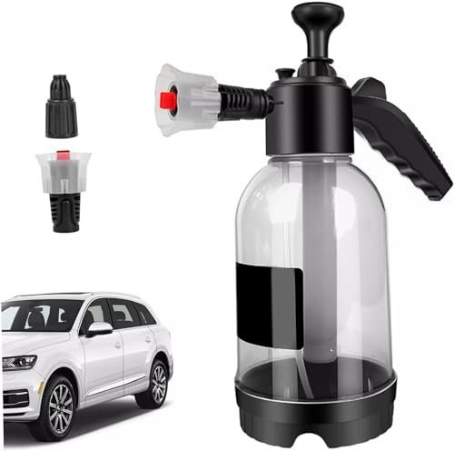 House of Amit Snow Foam Pump Sprayer 2L Hand Watering Lance Bottle Pump For Car Vans Vehicles Indoor Outdoor with Two Nozzle Car Foam Blaster Snowfoam Cannon Pressurised Valeting Detailing (Clear)