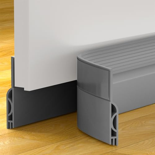 OXRQ Door Draft Stopper, Door Sweep for Bottom of Door, Weather Stripping Door Seal Gap Filler Bottom Blocker Soundproofing Cold Air Insulation Save Energy Install Quickly Easily (Gray, 78‘’)