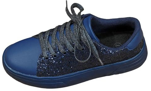 EQWIGKEIT Pailletten Schuhe rot, Glitzer Damen Flach Sportschuhe Outdoor Laufschuhe Freizeit Riemchen Walkingschuhe Sparkly Sneaker Leichte Turnschuhe