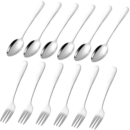 Gatuida 12pièces Petites Fourchettes pour Apéritifs Et Fourchettes à Gâteau Acier Inoxydable Ustensiles De Table pour Thé Café Desserts Et Salades De Couverts pour Fête Et