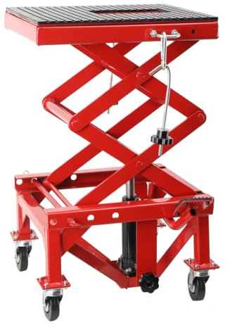 Cozyel Ponte Sollevatore Moto con capacità 350 kg, Sollevamento da 350 a 905 mm, Cavalletto Idraulico Alzamoto per Moto da Cross, Stabilità e Sicurezza Garantita