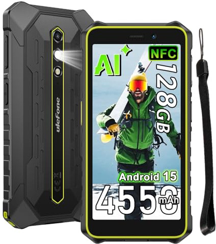 RugKing 2 Pro Móvil Irrompible Android 15, 4G Móvil Indestructible con IA, 8GB+128GB/2TB, 5.45 HD+, 13MP+5MP, 4550mAh, Smartphone Impermeable IP68, 4G Doble SIM/5G WiFi/NFC/OTG/GPS/FM,Verde