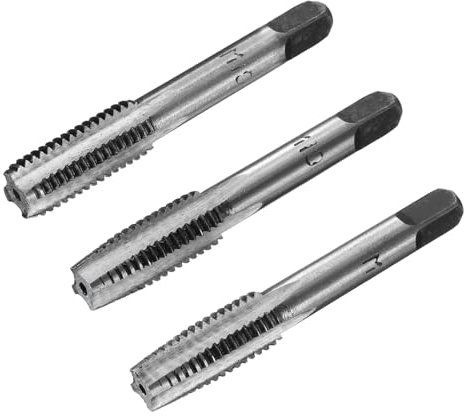 sourcing map 3 Pcs M10 x 1.5mm Metric Taper Plug Bottoming Taps Screw Thread Hand Tap Set Tapping Threading Machinist Repair DIY Tools
