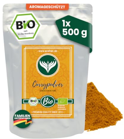 Azafran BIO Curry Currypulver mild indische Madras Art 500g | Mild-aromatisch für Reis und Gemüse