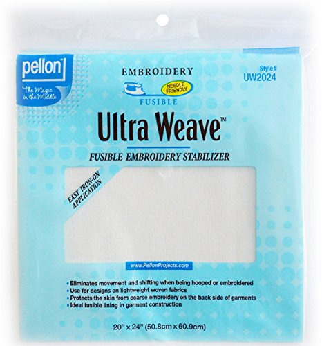 Pellon Ultra Weave Fusible Embroidery Stabilizer, 20 by 24-Inch, White