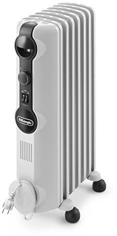 De'Longhi TRRS0715 Radiatore ad Olio Elettrico, 7 Elementi, Meno Consumo Energetico, Calore a Lungo, Manopole Intuitive, per Ambienti fino a 45m³, Silenzioso, 3 livelli di Potenza, 1500 watt, Bianco